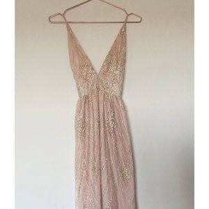 Rose Gold glitter maxi dress from Showpo in size 4